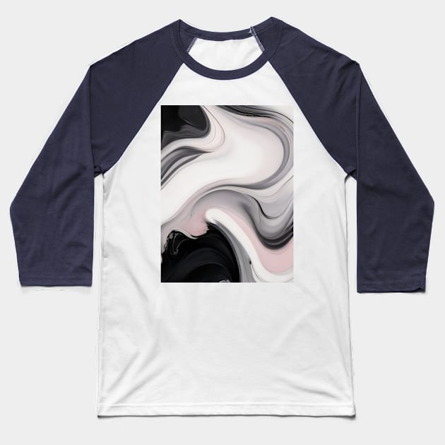 Blush and Payne's Grey Flowing Abstract Painting black color Baseball T-Shirt by JwShop91